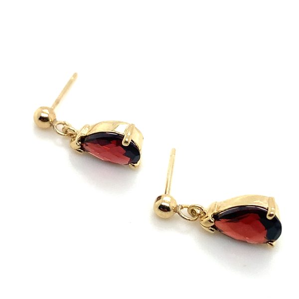 9ct Gold Garnet Drop & Diamond Stud Earrings | 973629 |  Sellingantiques.co.uk