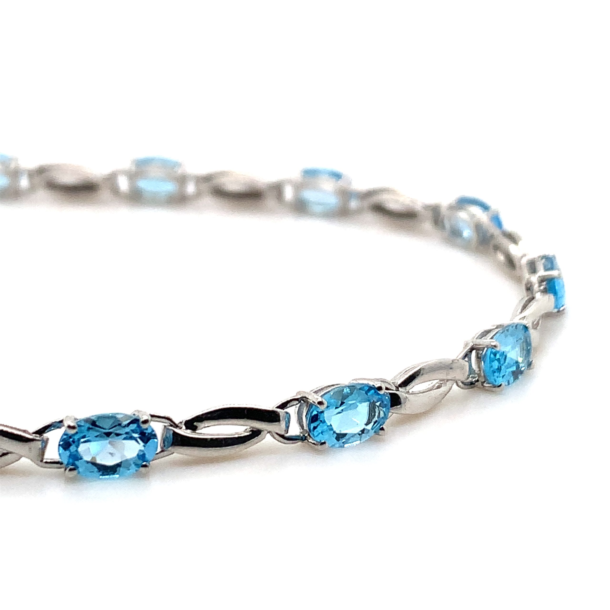 White Gold Blue Topaz Diamond Bracelet | Atlanta Diamond Design