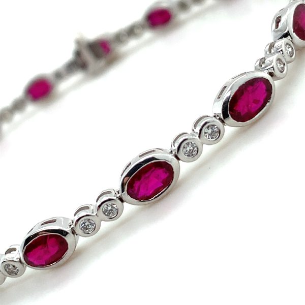 Buy Ruby Bracelet White Gold-filled / Ruby Tennis Bracelet With Diamond  Accents STATMENT RING Online in India - Etsy